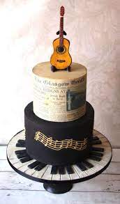 Music Themed 70th Birthday Cake Music Cakes Music Themed Cakes 70th Birthday Cake Music cake, guitar cake, sheet music, man's cake, boy's cake, 40th birthday, round, deep tier, deep cake, white and black, printed images, tlcb, electric guitar, that little cake boutique. music themed 70th birthday cake music