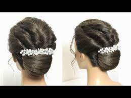 French Roll Bun Hairstyle With Twists Updo For Long Medium Hair Youtube Medium Hair Styles Hair Tutorials For Medium Hair Bun Hairstyles For Long Hair