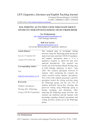 The subject is something, or it does the action of the verb in the sentence. Pdf Efl Writing Activities Using Whatsapp Group Students Perceptions During Study From Home