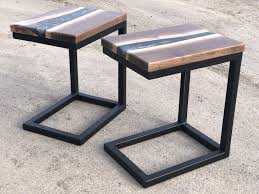 Black Walnut And Epoxy Side Tables In 2020 Wood Table Design Side Table Solid Wood Furniture