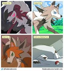 Lougaroc Forme Nocturne Diurne Crepuscule Et Aube Images Droles Pokemon Pokemon Drole Dessin Pokemon