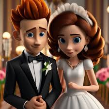 Взрослые Катя и Дим Димыч играют тайную свадьбу в компании Фиксиков в …» —  картинка создана в Шедевруме