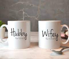 Personalised Wedding Gift Hubby And Wifey Mugs Personalised Etsy Personalized Wedding Gifts Personalized Mugs Wedding Gift Mugs