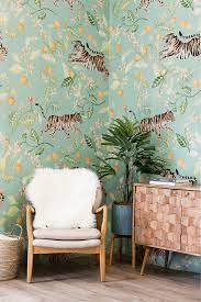 Clementine Wallpaper Mural Tiger Wallpaper Foyer Decorating Jungle Wall Decals