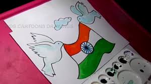 How To Draw Happy Independence Day Flag And Pigeon Drawing