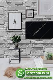 Beyaz tuğla görünümlü 3 boyutlu duvar kağıdı. 3 Boyutlu Tas Desenli Duvar Kagidi Gri Ucuzduvarkagidi Net