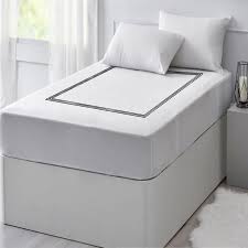 Breathable, hypoallergenic & odour resistant. Buy Triple Embroidered Cotton Fitted Sheet Online At Pushplinen