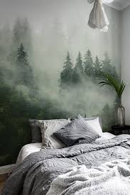 Foggy Forest Trendy Wall Mural Forest Wallpaper Bedroom Tranquil Bedroom Forest Wall Mural