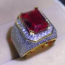 Explore a variety of gold engagement rings at theknot.com. Gorgeous Male Female Big Red Engagement Ring Cute Yellow Gold Jewelry Zircon Stone Ring Vintage Wedding Rings For Men And Women Buy At The Price Of 2 99 In Aliexpress Com Imall Com