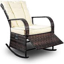 Beautiful Patio Pe Rattan Wicker Rocking Chair Auto Adjustable Patio Sofa Relaxing Lounge Cha Lounge Chair Outdoor Outdoor Chairs Outdoor Wicker Rocking Chairs
