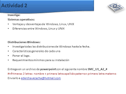Investiga Sistemas Operativos Ventajas Y Desventajas De Windows Linux Unix Diferencias Entre Windows Linux Y Unix Distribuciones Windows Investiga Ppt Descargar
