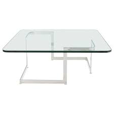 Clear bent glass coffee table, 3/8 inch thick. Large Square Thick Glass Top Coffee Table Chairish