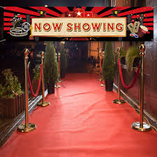 When decorating the party venue, be sure to hang up a hollywood banner to greet guests and direct them inside. Buy Now Showing Banner Movie Night Party Red Carpet Backdrop Hollywood Party Decorations Movie Backdrop Birthday Party Banner Baby Shower Birthday Party Supplies Online In Turkey B07x53fzck