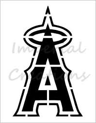 Angels Baseball Logo Black And White Los Angeles Angels Baseball Team 8 5 X 11 Stencil Etsy Los Angeles Angels Baseball Angels Baseball Angels Baseball Team