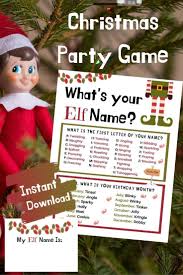 Play This Magical Game For Your Next Christmas Party And Become An Elf For The Day Elf On The Holiday Party Games Whats Your Elf Name Christmas Party Games