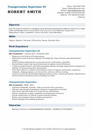 Professional utility maintenance supervisor resume example following the latest trends. Transportation Supervisor Resume Samples Sablon