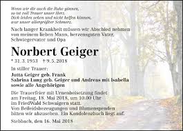 Traueranzeigen von Norbert Geiger