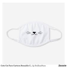 Cute Cat Face Cartoon Reusable Cotton Face Mask Zazzle Com In 2020 Cute Cat Face Cat Face Cute Cat