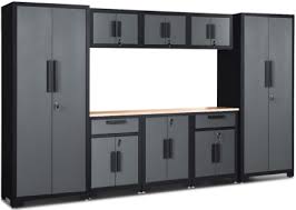 American heritage 26 inch h x 30 inch w x 12 inch d steel garage wall cabinet in black. The New Tce 11ft Garage Cabinet For Professionals 9 Piece Set With Lockers Shelves And Wood Worktop Tce Automobile Car Lifts Accessories Parts And Garage Equipment