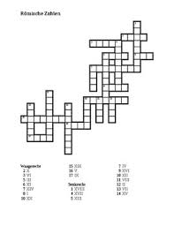 Zahlen Numbers In German Römische 1 20 Roman Numerals Crossword