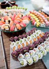 10 Food Station Ideas Guests Will Go Crazy For Get The Party Rolling With A Sushi Station Click To Get More Fo Cocktail Hour Food Reception Food Wedding Food