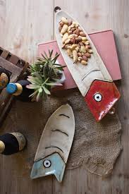 Kalalou Ceramic Fishing Lure Platters Set Of 4 Handmade Pottery Pottery Pottery Designs
