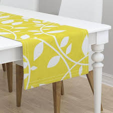 Mid Century Modern Table Runner Vine Yellow By Fritzin Botanical Luxe Cotton Sateen Malay Tab Modern Table Runners Mid Century Modern Table Table Runners