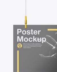 Download Glossy A3 Poster Mockup In Stationery Mockups On Yellow Images Object Mockups PSD Mockup Templates