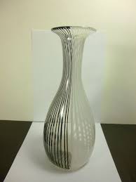 Black And White Striped Vase Uk Murano Art Deco Blown Art Glass Black White Pin Striped Vase 10 5 Tall Striped Vase Glass Art Glass