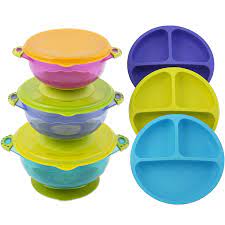 Amazon Com Toddler Plates And Bowls Baby Bowls With Suction In 3 Different Sizes W Air Tight Lid Divided Silicone Plate Unbreakable Easy Clean Perfect For Fussy Eaters
