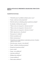Ispitna Pitanja Iz Predmeta GraÄ‘ansko Procesno Pravo Parnicni Postupak