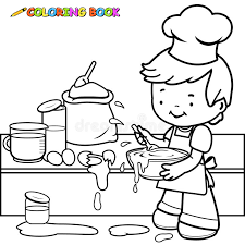 Click any coloring page to see a larger version and download it. Boy Cooking And Making A Mess Coloring Page Stock Vector Illustration Of Little Home 54812296