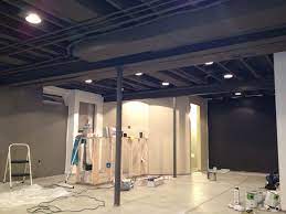 Painting an exposed basement ceiling black the cozy clarks. Basement Remodel Floor Plan With Exposed Ductwork