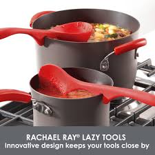 And the tools can be used with all cookware, including nonstick. Rachael Ray Lazy Tool Kitchen Utensils Set 3 Piece Sea Salt Gray Overstock 32246272