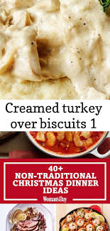 It feeds a crowd, everyone likes it and you can prep. Creamed Turkey Over Biscuits 1 Creamed Turkey Traditional Christmas Dinner Christmas Dinner