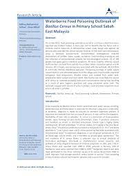 Food poisoning videos and latest news articles; Pdf Waterborne Food Poisoning Outbreak Of Bacillus Cereus In Primary School Sabah East Malaysia