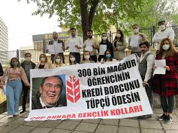 chp ankara genclik kollari ndan ziraat bankasi genel mudurlugu onunde eylem ogrencinin kredi borcunu tupcu odesin