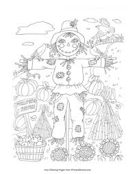 Scarecrows are a big hit in decorating during the fall, and are associated with harvest scenes. Pumpkin Patch Scarecrow Coloring Page Free Printable Pdf From Primarygames