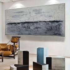 Black And White Abstract Canvas Wall Art Extra Abstract Sky Paintingsea Landscape Artsilver Etsy Abstract Painting Oil Painting Abstract Canvas Wall Art