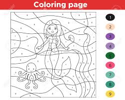 Printable the little mermaid coloring page to print and color. Cartoon Mermaid With Octopus Printable Coloring Page Vector Illustration Royalty Free Cliparts Vectors And Stock Illustration Image 112032601