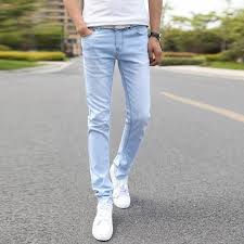Men S Straight Skinny Blue Stretch Jeans Blue Jeans Outfit Men Smart Casual Jeans Denim Jeans Men
