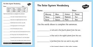 Solar System Vocabulary Worksheet Solar System Solar System Worksheet Solar System Vocabu Solar System Lessons Printable Worksheets Solar System Worksheets