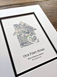 Our First Home Personalized Home Map Matted Gift First Home Gift New House Housewarming Gift First Anniversary Or Wedding Closing Gift First Home Gifts New Home Gifts Closing Gifts