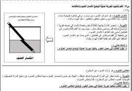قم بتنفيذ تجربة عملية توضح انكسار الضوء وانعكاسه موقع اجوبة