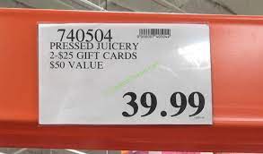 We're not health gurus or personal trainers. Two 25 Pressed Juicery Discount Gift Cards Costcochaser