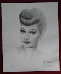 Gary Saderup Hand Signed LE Lucille Ball "I Love Lucy" Portrait Lithograph  1989