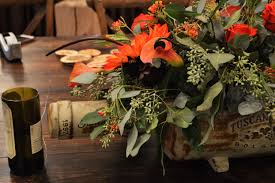 Fall Wedding Flowers By Casey S Garden Shop And Florist Orange Fall Roses Calla Lilies Eucalyptus Sunflower Wine Garden Shop Fall Wedding Flowers Florist