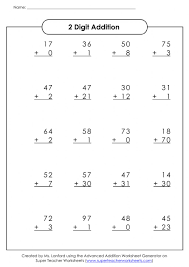 Provide students index cards with two digit addition problems with regrouping. 2 Digit Addition No Regrouping Worksheet