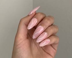 Image de Pink Almond Nails with Abstract Art