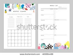 Monthly Planner Plus Weekly List Templates Stock Vector 465004496 ...